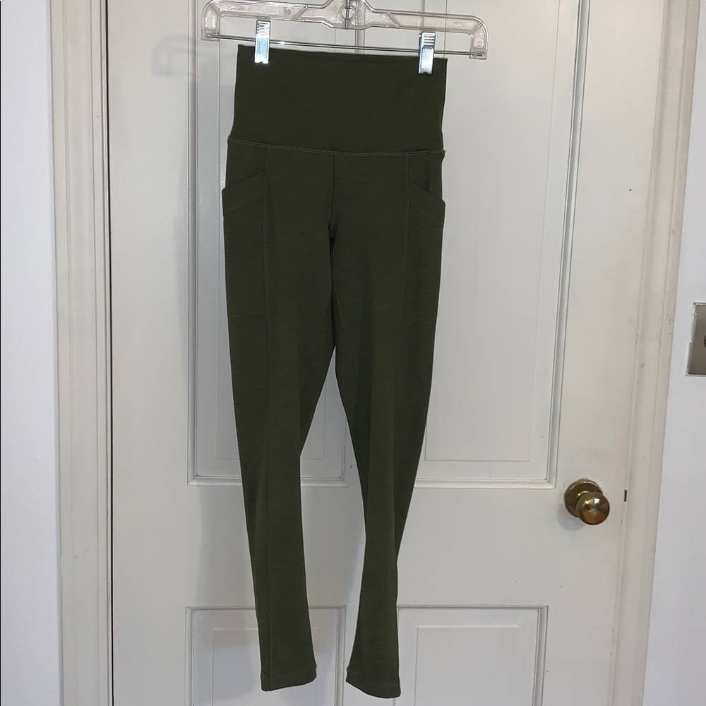 Prana Olive Ribbed Leggings